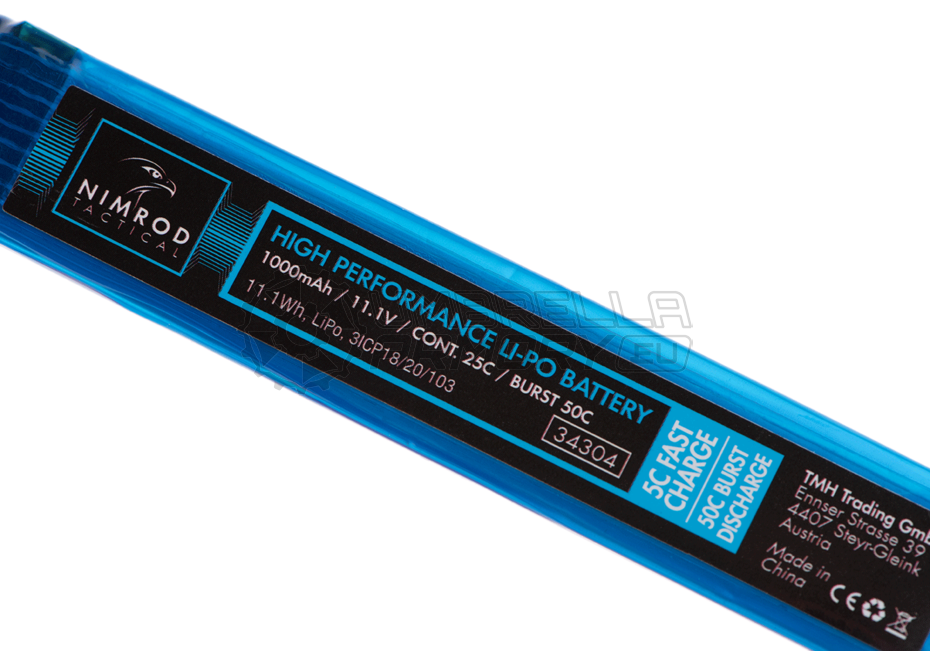 Lipo 11.1V 1000mAh 25C Split Type T-Plug (Nimrod)