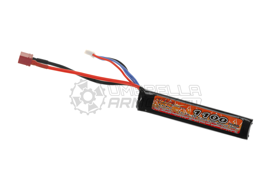 Lipo 11.1V 1100mAh 20C Stock Tube Type T-Plug (VB Power)