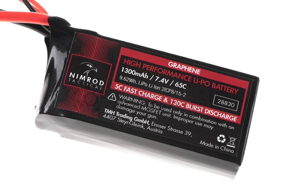 Lipo 7.4V 1300mAh 65C Graphene Mini / PEQ Type (Nimrod)